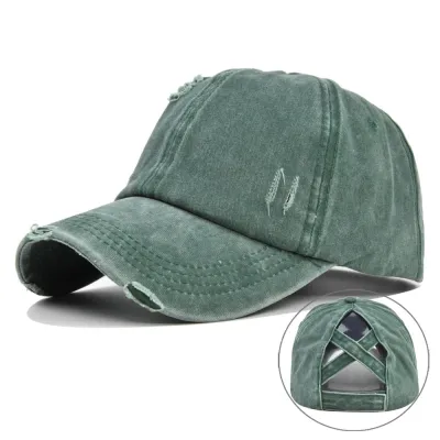 Men's Women's Fashion Casual Solid Color Washed Distressed Baseball Cap Adjustable