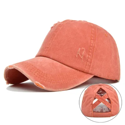 Men's Women's Fashion Casual Solid Color Washed Distressed Baseball Cap Adjustable