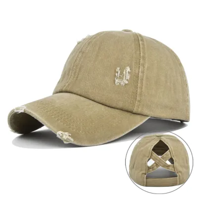 Men's Women's Fashion Casual Solid Color Washed Distressed Baseball Cap Adjustable