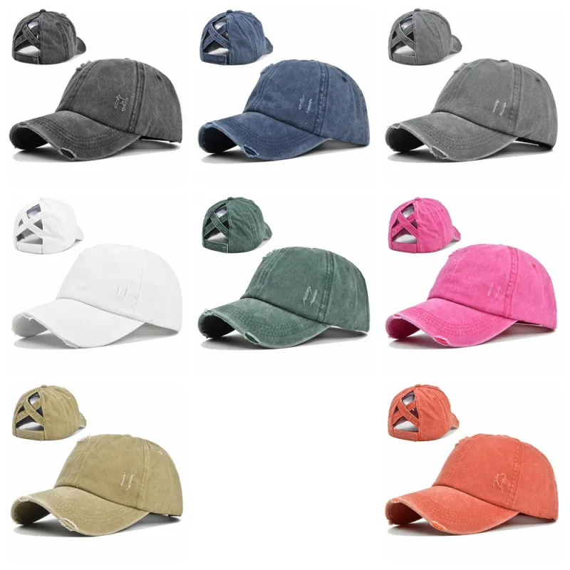Men's Women's Fashion Casual Solid Color Washed Distressed Baseball Cap Adjustable