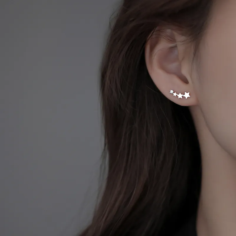 Women's Simple Sterling Silver Star Earrings