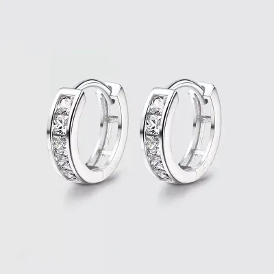 Women's Simple Silver Zircon Earrings