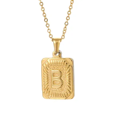 Men'S Fashion Stainless Steel Alphabet Pendant Necklace