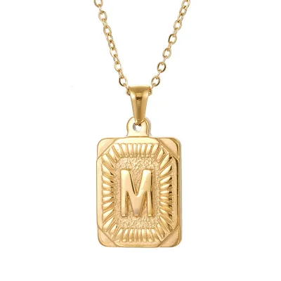 Men'S Fashion Stainless Steel Alphabet Pendant Necklace