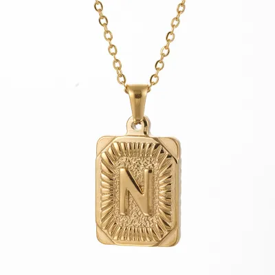 Men'S Fashion Stainless Steel Alphabet Pendant Necklace