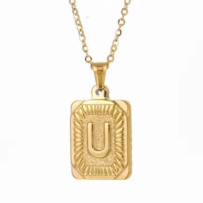 Men'S Fashion Stainless Steel Alphabet Pendant Necklace