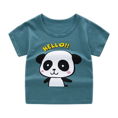 Children Kids Baby Fashion Boys Girls Casual Basics Cartoon Print T-Shirt Cotton Round Neck Short Sleeve