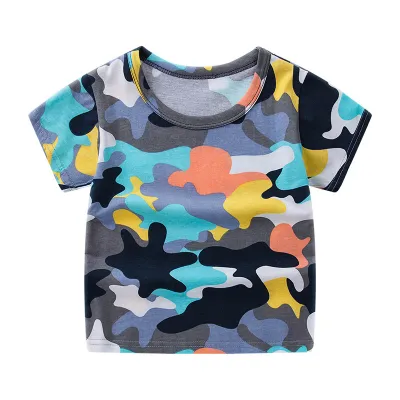 Children Kids Baby Fashion Boys Girls Casual Basics Cartoon Print T-Shirt Cotton Round Neck Short Sleeve