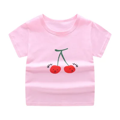 Children Kids Baby Fashion Boys Girls Casual Basics Cartoon Print T-Shirt Cotton Round Neck Short Sleeve