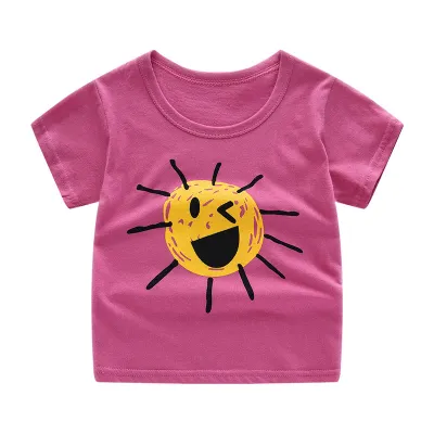 Children Kids Baby Fashion Boys Girls Casual Basics Cartoon Print T-Shirt Cotton Round Neck Short Sleeve