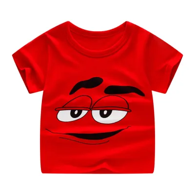 Children Kids Baby Fashion Boys Girls Casual Basics Cartoon Print T-Shirt Cotton Round Neck Short Sleeve