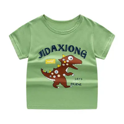 Children Kids Baby Fashion Boys Girls Casual Basics Cartoon Print T-Shirt Cotton Round Neck Short Sleeve
