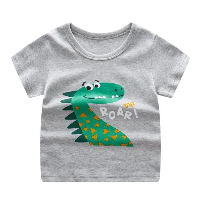 Children Kids Baby Fashion Boys Girls Casual Basics Cartoon Print T-Shirt Cotton Round Neck Short Sleeve
