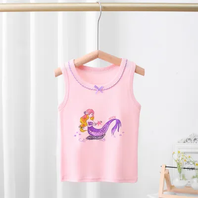 Children Kids Baby Fashion Unisex Casual Basics Sleeveless Cartoon Print Cotton Camisole Top