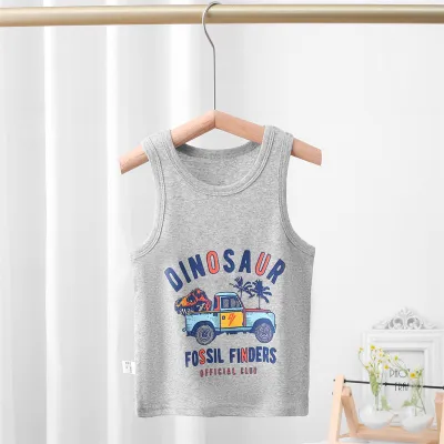 Children Kids Baby Fashion Unisex Casual Basics Sleeveless Cartoon Print Cotton Camisole Top
