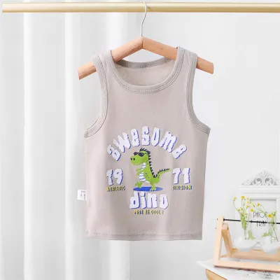 Children Kids Baby Fashion Unisex Casual Basics Sleeveless Cartoon Print Cotton Camisole Top