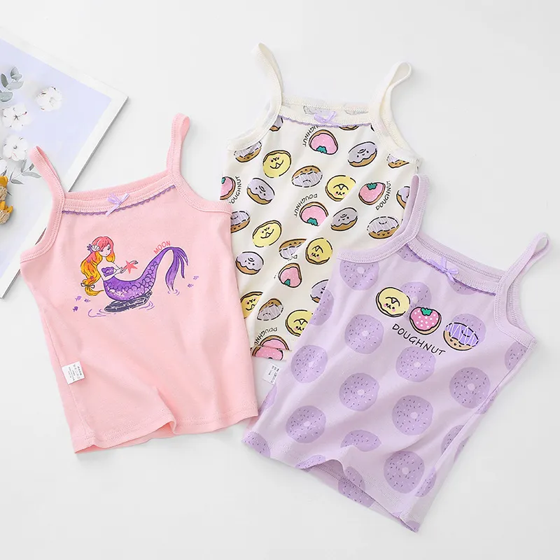 Children Kids Baby Fashion Unisex Casual Basics Sleeveless Cartoon Print Cotton Camisole Top