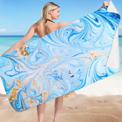 Blue Gilt Sand Quick-Dry Printing Microfiber Beach Towel