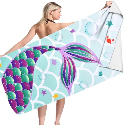Fashion Creative Mermaid Pearl Series Printed Microfiber Beach Towel