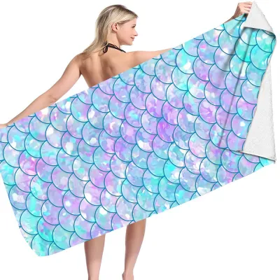 Fashion Creative Mermaid Pearl Series Printed Microfiber Beach Towel