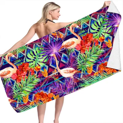 Trendy Flamingo Print Quick Dry Superfine Fiber Beach Towel