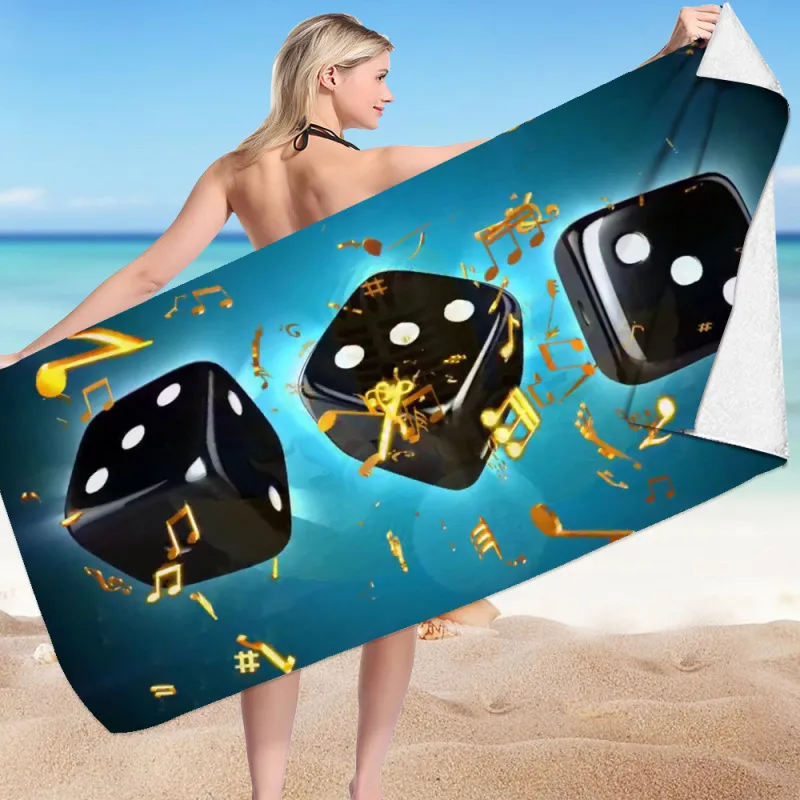 Creative Fashion Dice Card Series Printed Microfiber Beach Towel