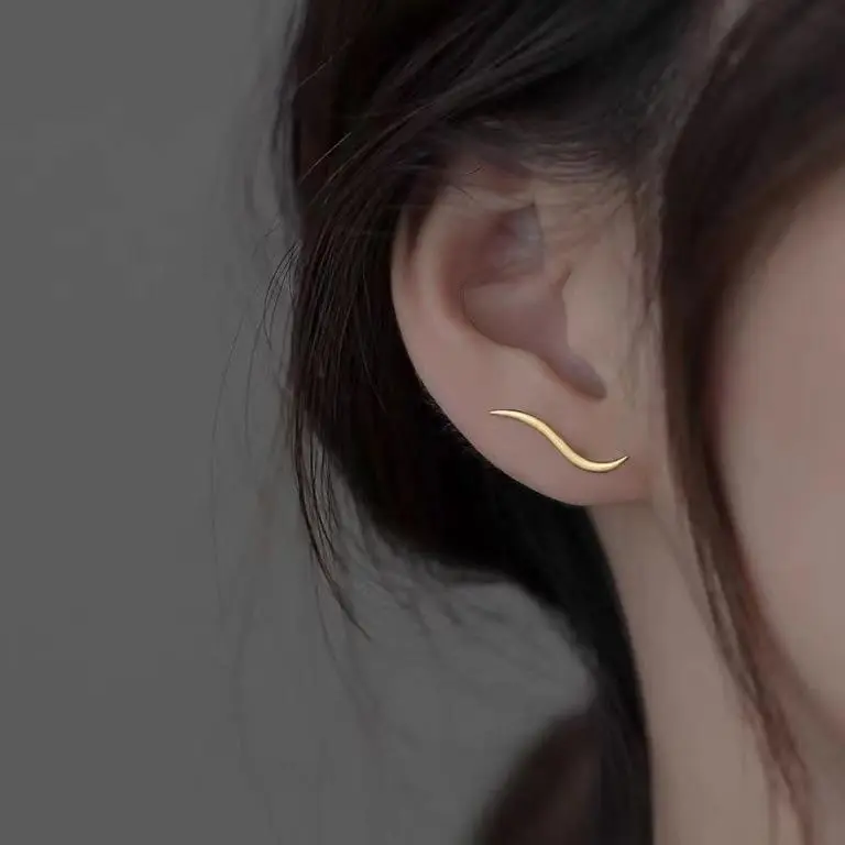 Women's Simple Sterling Silver Geometric Flow Earrings