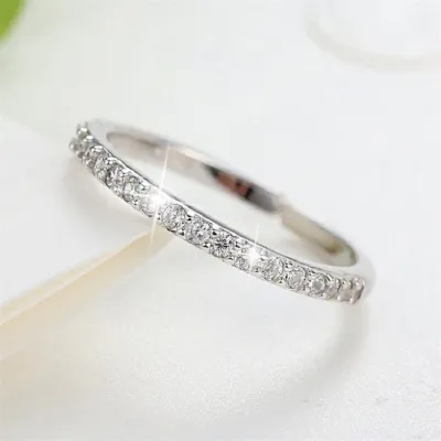 Women Sterling Silver Simple Geometric Lines Asymmetric Opening Ring