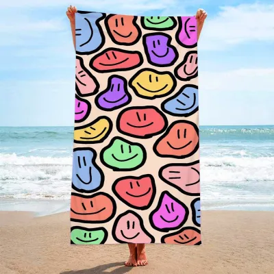 Double-Sided Velvet Microfiber Quick-Drying Printed Beach Towel for Women