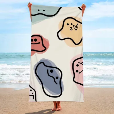 Double-Sided Velvet Microfiber Quick-Drying Printed Beach Towel for Women