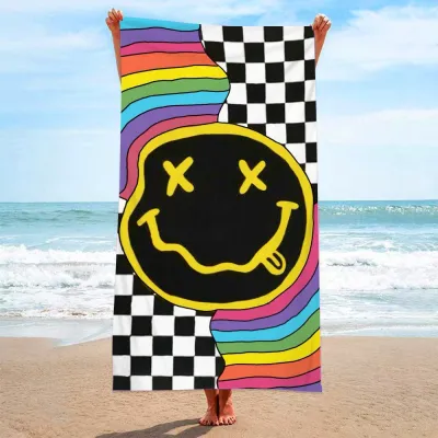 Double-Sided Velvet Microfiber Quick-Drying Printed Beach Towel for Women