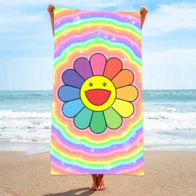 Double-Sided Velvet Microfiber Quick-Drying Printed Beach Towel for Women