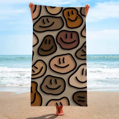 Double-Sided Velvet Microfiber Quick-Drying Printed Beach Towel for Women