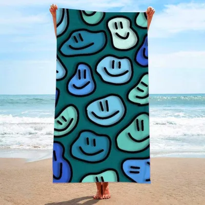 Double-Sided Velvet Microfiber Quick-Drying Printed Beach Towel for Women