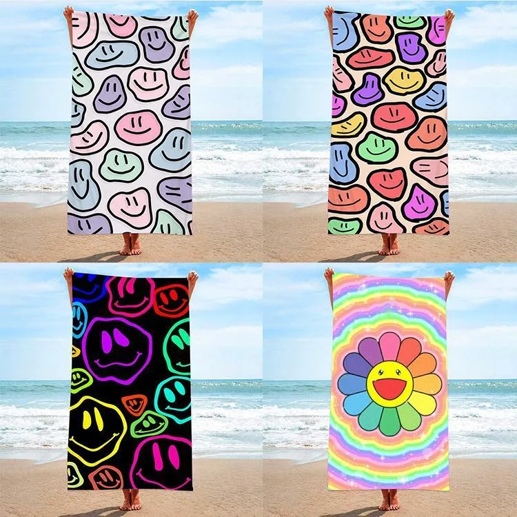 Double-Sided Velvet Microfiber Quick-Drying Printed Beach Towel for Women