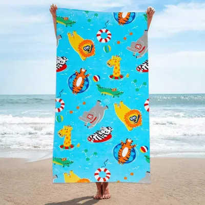 Double-Sided Terry Printing Microfiber Quick-Drying Beach Towel for Women
