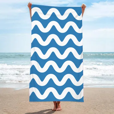 Double Terry Cloth Swimming Sunscreen Shawl Summer Simple Printed Beach Towel
