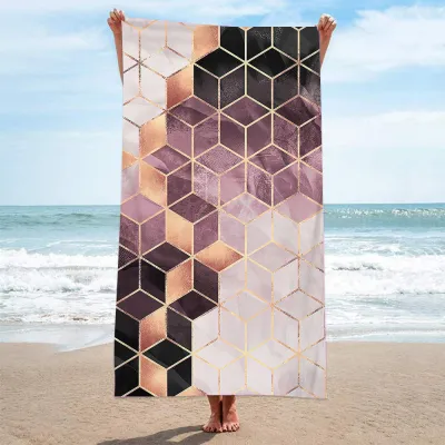 Double Terry Cloth Swimming Sunscreen Shawl Summer Simple Printed Beach Towel