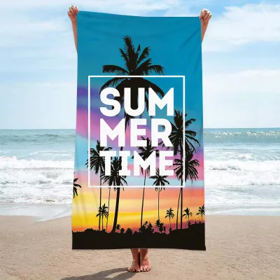 Double Terry Cloth Swimming Sunscreen Shawl Summer Simple Printed Beach Towel