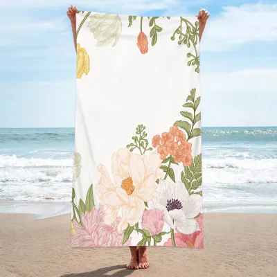 Double Terry Cloth Swimming Sunscreen Shawl Summer Simple Printed Beach Towel