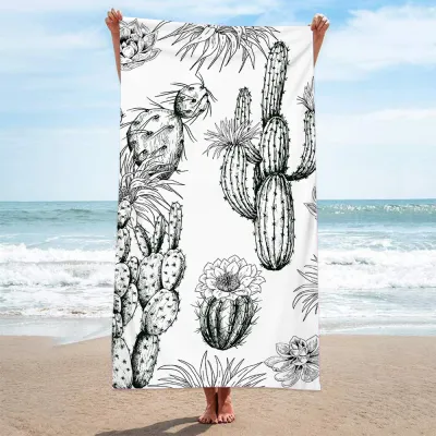 Double Terry Cloth Swimming Sunscreen Shawl Summer Simple Printed Beach Towel