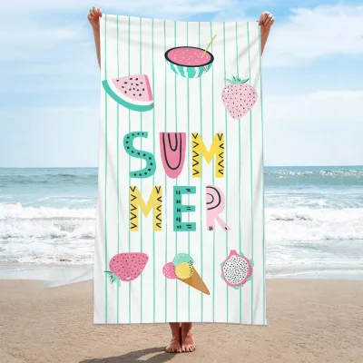 Double Terry Cloth Swimming Sunscreen Shawl Summer Simple Printed Beach Towel