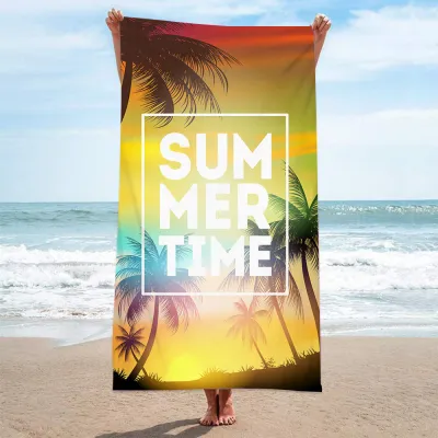 Simple Fashion Rectangular Letter "Summer" Digital Printing Beach Towel - Superfine Fiber