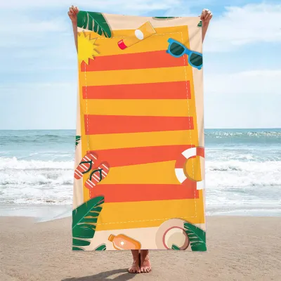 Simple Fashion Rectangular Letter "Summer" Digital Printing Beach Towel - Superfine Fiber