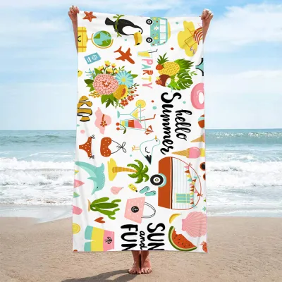 Simple Fashion Rectangular Letter "Summer" Digital Printing Beach Towel - Superfine Fiber