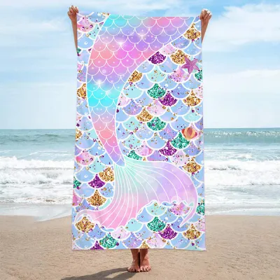 Simple Fashion Rectangular Letter "Summer" Digital Printing Beach Towel - Superfine Fiber