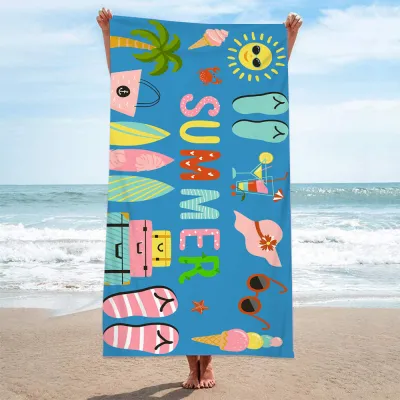 Simple Fashion Rectangular Letter "Summer" Digital Printing Beach Towel - Superfine Fiber
