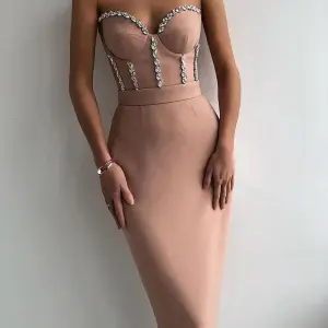 Pink Evening Dress Women High Waist Wrapped Chest Elegant Midi Dress