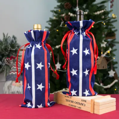 Independence Day Red Wine Bottle Cover Holiday Decoration Gift Bag