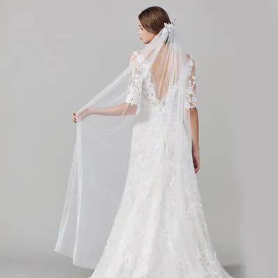 Wedding Bridal Retro Veil Mori Lace Floral White Tulle Hair Accessories